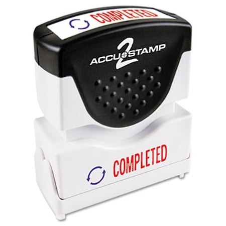 Consolidated Stamp Mfg Consolidated Stamp 035538 Accustamp2 Shutter Stamp with Anti Bacteria; Red-Blue; COMPLETED; 1.63 x .5 35538